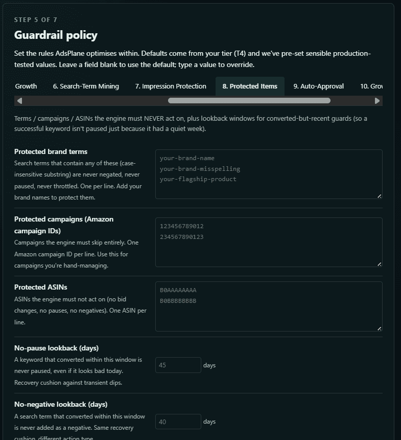 AdsPlane — Guardrail Policies detail